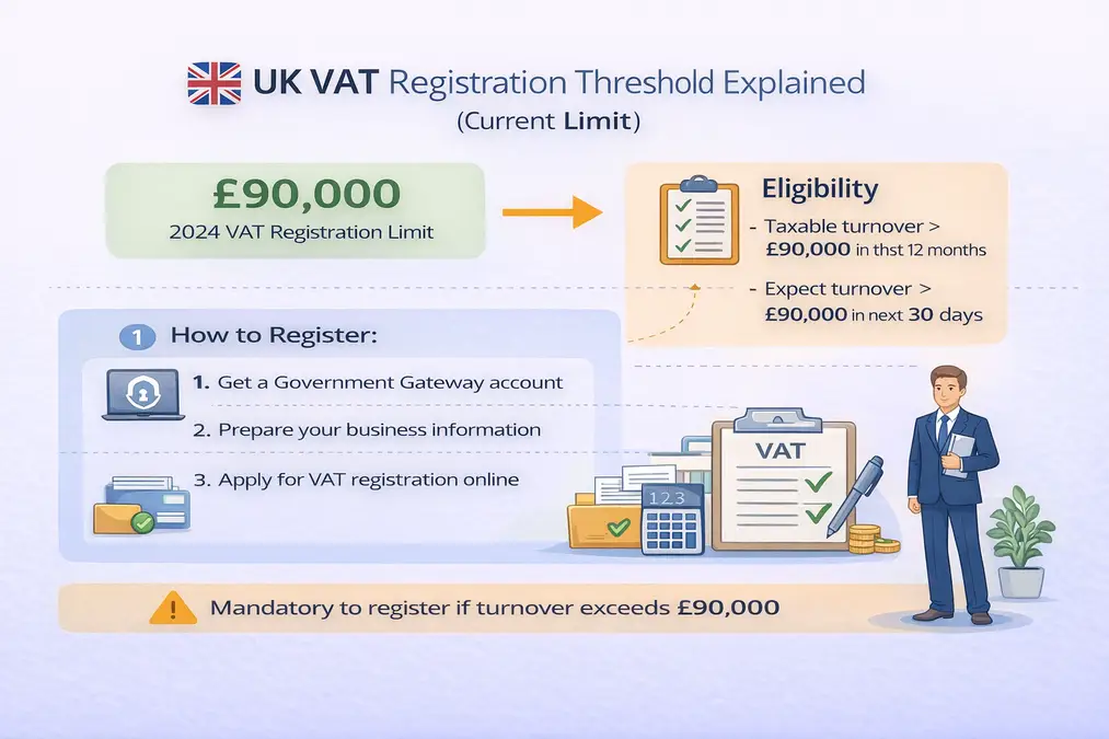 VAT threshold 2024 explained showing the UK VAT registration limit
